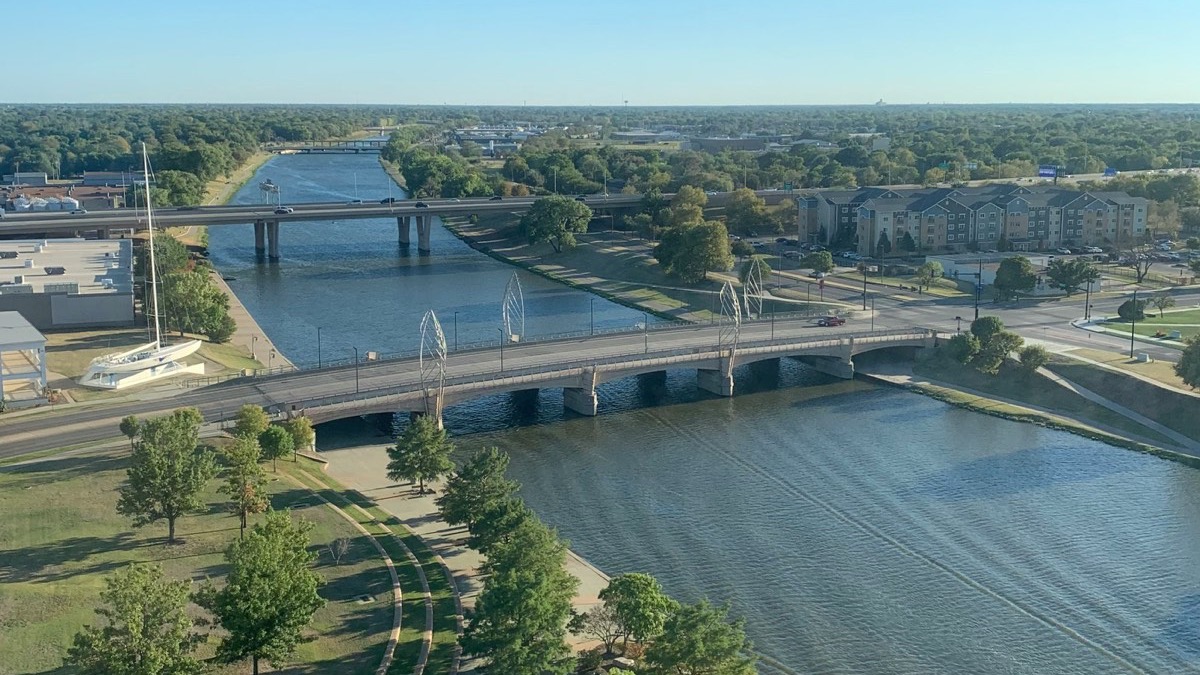 Aerial view of Wichita showing neighborhoods subject to local fence permit rules