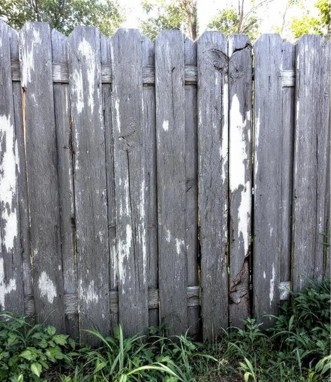 Worn residential wood fence before repair in Wichita, KS